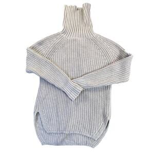 Alp n Rock Sweater Womens Medium Tan Ribbed Knit Turtleneck Pullover Badge Logo